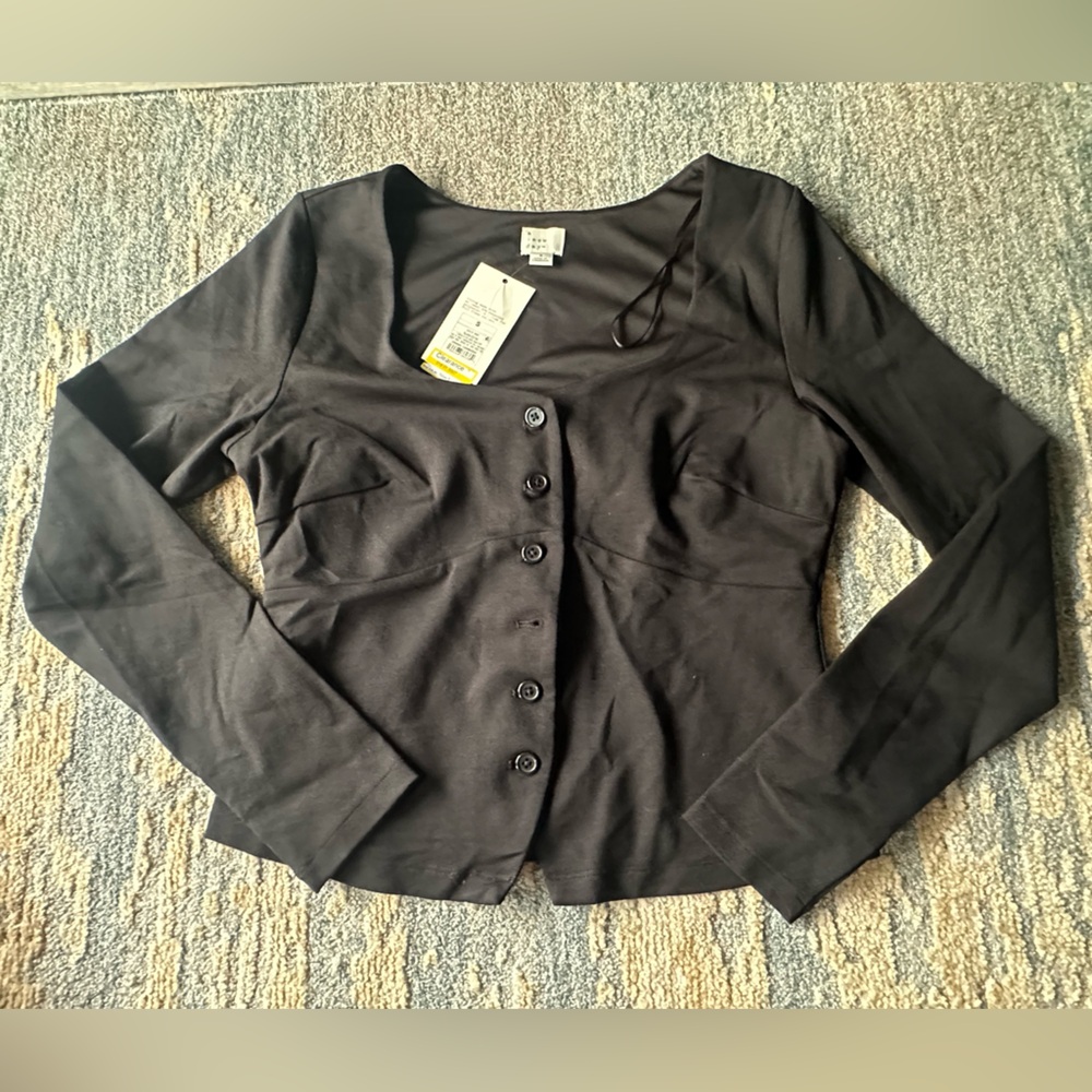 A New Day Black Button Sweater